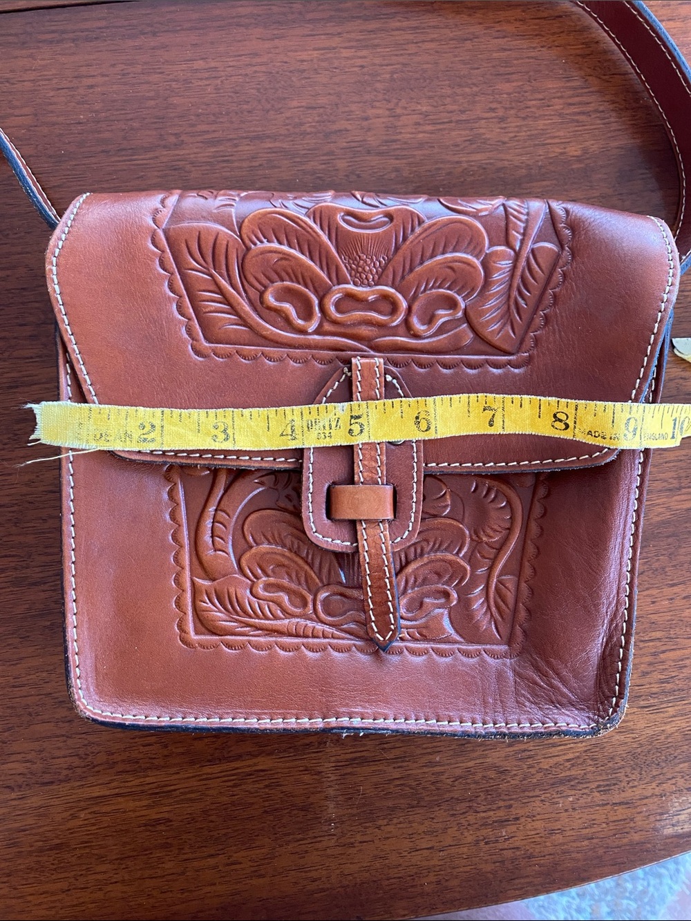 Patricia Nash Tooled Brown Leather Crossbody Bag - Picture 8 of 10